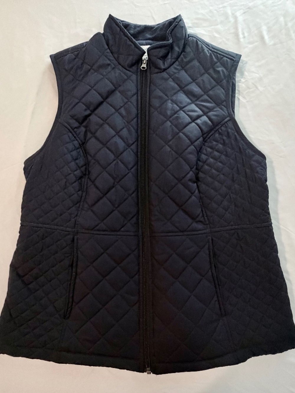 Croft & Barrow Women's Navy Blue Quilted Vest w/ Fleeced Lining, Size Med